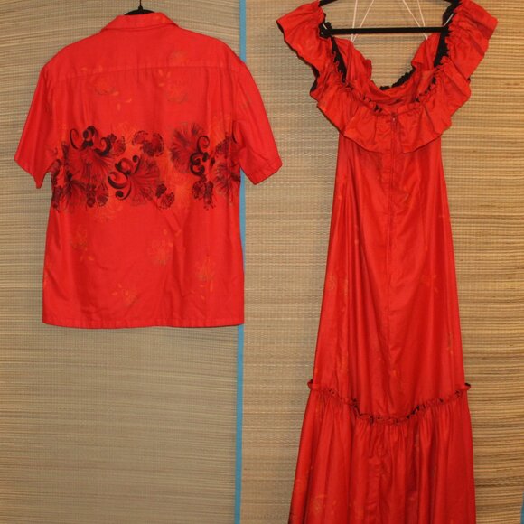 1950s Hawaiian Togs Honeymoon Set - Matching Aloha Dress & Shirt - Picture 2 of 16